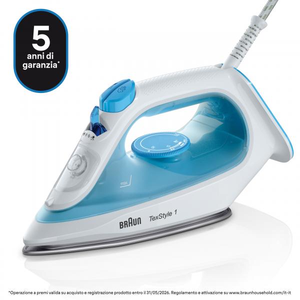 Braun TexStyle 1 SI1050BL Piastra in Ceramica 2000 W Blu, Bianco