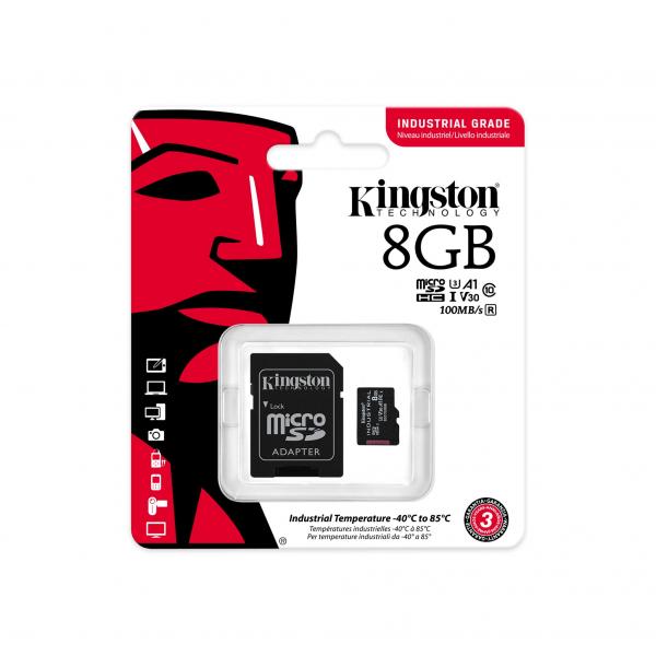 8GB microSDHC Ind C10 +adapt