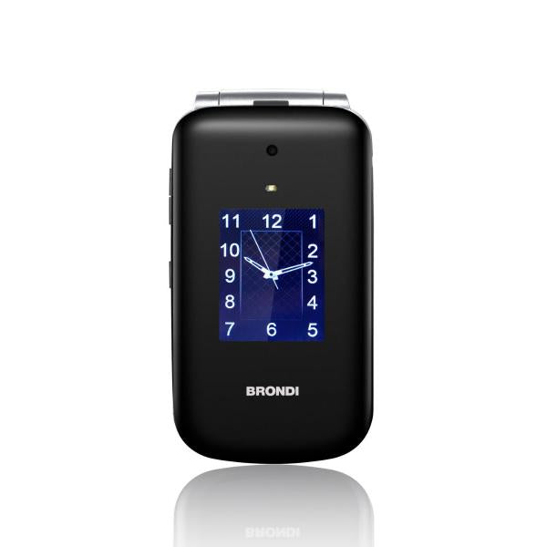 BRONDI AMICO SUPERVOICE (NERO/ARGENTO) - TELEFONO CELLULARE PER ANZIANI - TASTO SOS - AUDIO AMPLIFICATO - CONTROLLO REMOTO - BASE DI RICARICA - DOPPIO DISPLAY