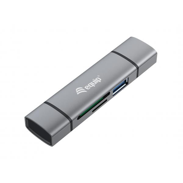 EQUIP 245460 - CARD READER USB 3.0 HUB , OTG, USB-C, USB-A, SD / MICROSD, USB 3.0