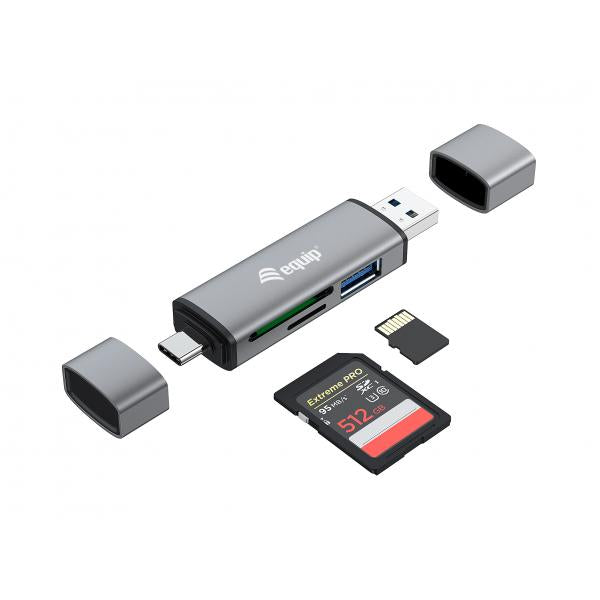 EQUIP 245460 - CARD READER USB 3.0 HUB , OTG, USB-C, USB-A, SD / MICROSD, USB 3.0
