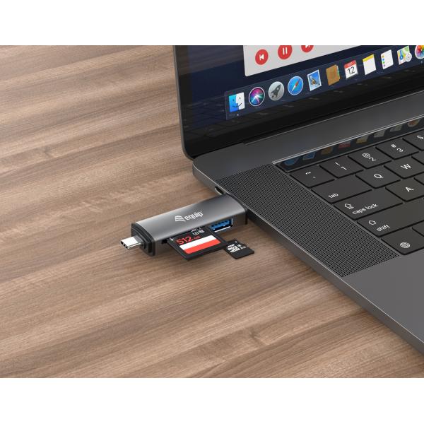 EQUIP 245460 - CARD READER USB 3.0 HUB , OTG, USB-C, USB-A, SD / MICROSD, USB 3.0