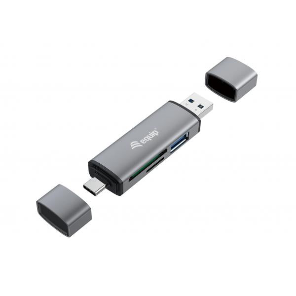 EQUIP 245460 - CARD READER USB 3.0 HUB , OTG, USB-C, USB-A, SD / MICROSD, USB 3.0