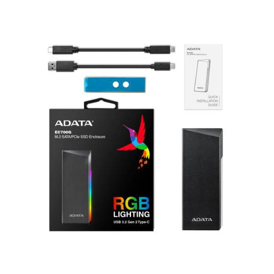 ADATA AEC700GU32G2-CGY CASE ESTERNO per SSD PCIe M2 & SATA Supporta USB3.2