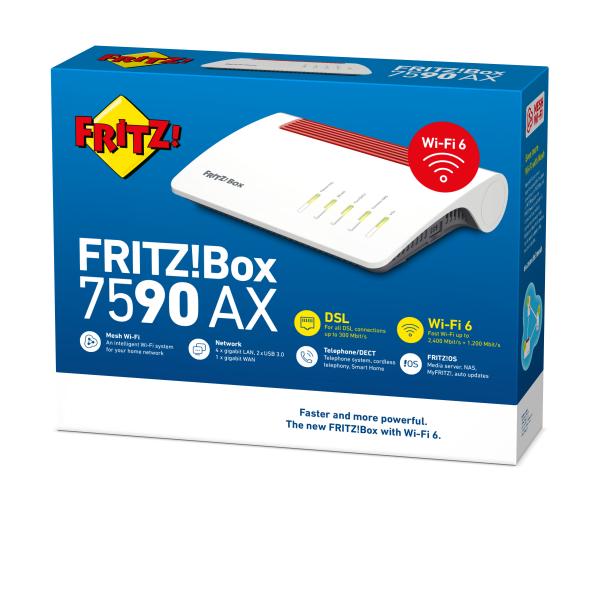 Box FRITZ! 7590 AX router wireless Gigabit Ethernet Dual-band (2.4 GHz/5 GHz) Bianco