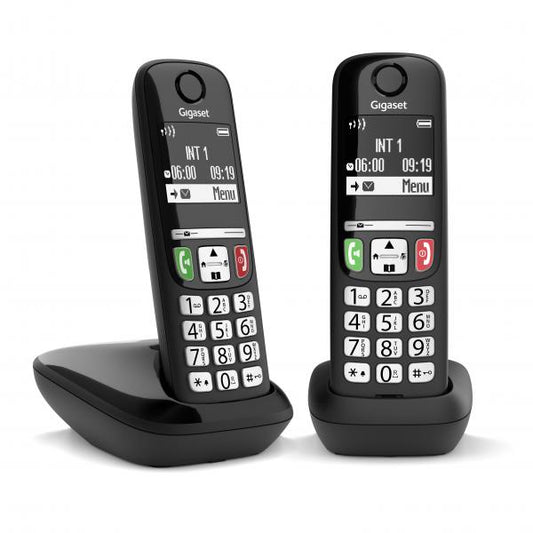 GIGASET E270 DUO (NERO) - TELEFONO CORDLESS SENIOR DOPPIO - VIVAVOCE - TASTI GRANDI