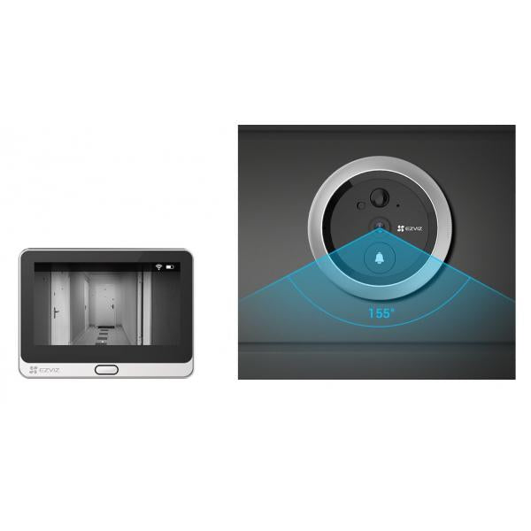 EZVIZ DP2C (ARGENTO) - VIDEOSPIONCINO WIRELESS FHD - DISPLAY 4.3"" - SENSORE INFRAROSSI PIR - AUDIO E VIDEO BIDIREZIONALE