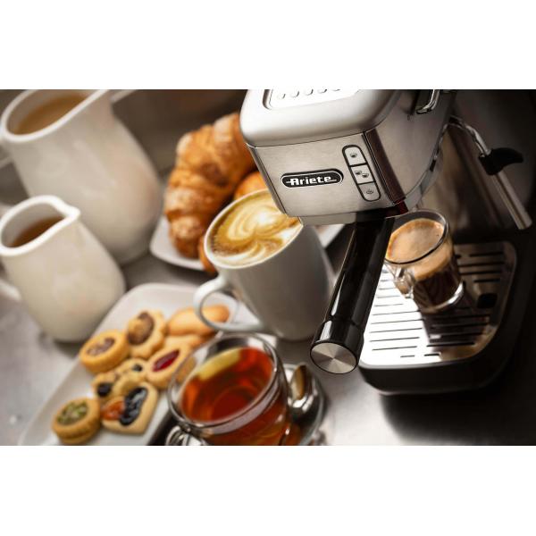 ARIETE METAL (1380/10) - MACCHINA PER CAFFE'''' ESPRESSO - POLVERE E CIALDE - CAPPUCCINATORE - PRESSIONE 15 BAR - 1300W