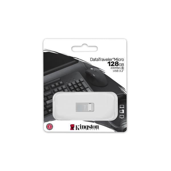 KINGSTON DATATRAVELER MICRO (DTMC3G2/128GB) - PEN DRIVE 128GB USB 3.2 - METAL CHASSIS