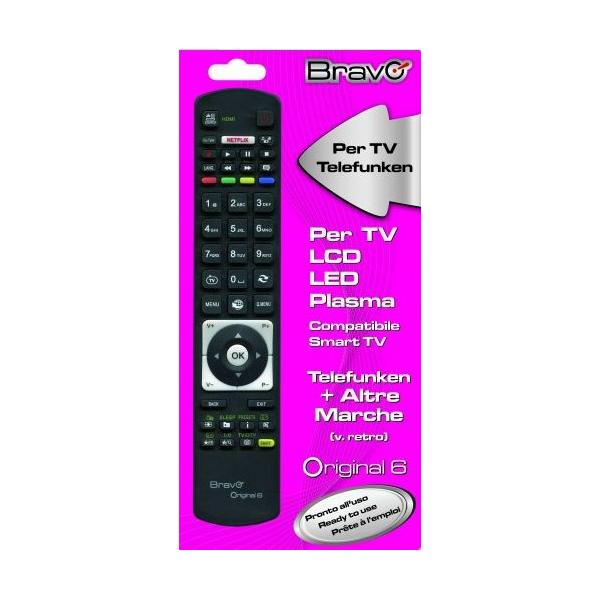 BRAVO ORIGINAL 6 (90202052) - TELECOMANDO COMPATIBILE FEDELMENTE RIPRODOTTO PER TV TELEFUNKEN (FUNZIONA ANCHE PER SHARP / VESTEL / OKI / SABA / TOSHIBA)