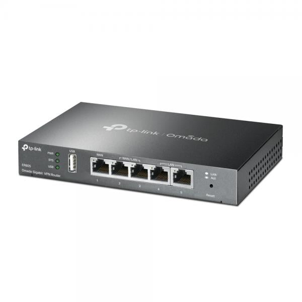OMADA (TP-LINK) ER605 - ROUTER GIBABIT VPN MULTI-WAN 1P GIGA WAN+3P GIGA WAN/LAN