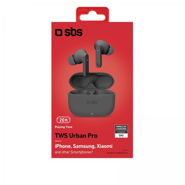 SBS Urban Pro Auricolare True Wireless Stereo (TWS) In-ear Musica e Chiamate Bluetooth Nero