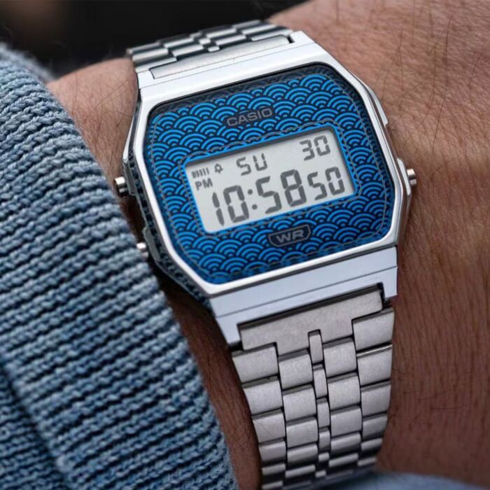 CASIO VINTAGE Mod. ICONIC - TRADITIONAL SEIGAIHA PATTERN Limited Edition - BLUE