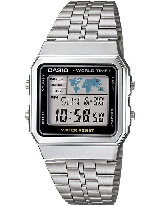 CASIO VINTAGE Mod. WORLD TIME - SILVER & BLACK