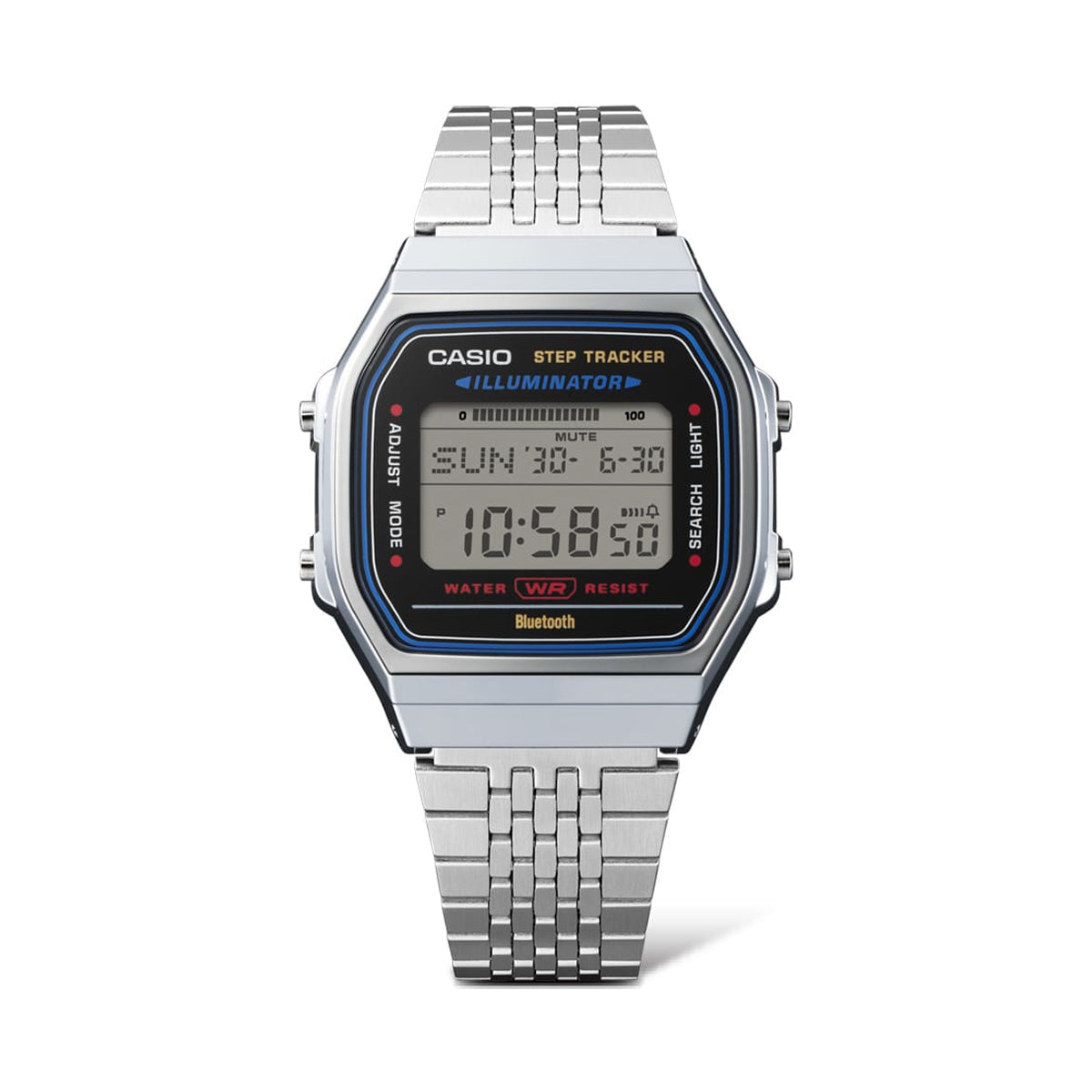 CASIO VINTAGE Mod. BLUETOOTH SMARTPHONE LINK - STEEL - built-in accelerometer senses body movements + steps counter - BLACK