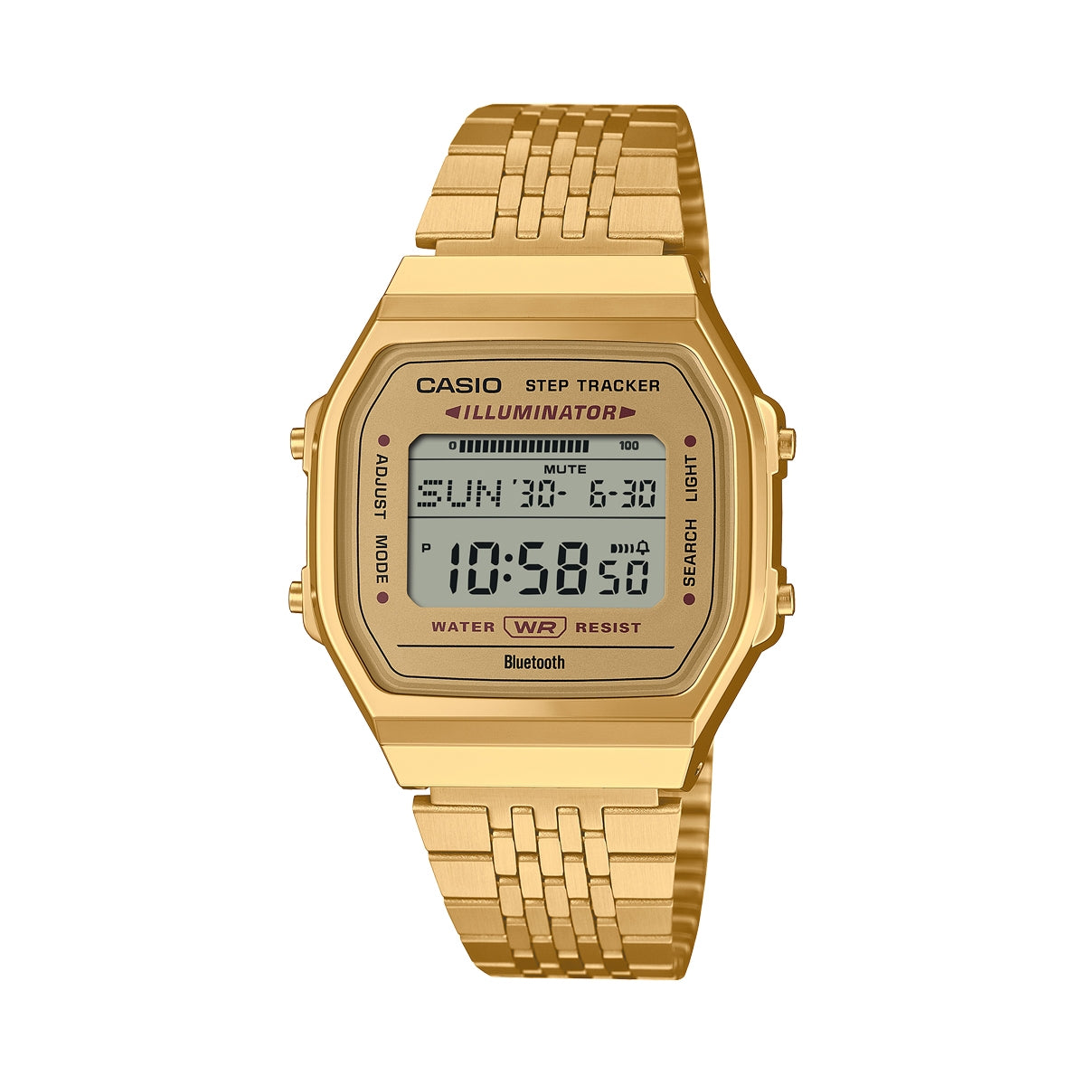CASIO VINTAGE Mod. BLUETOOTH SMARTPHONE LINK - GOLD - built-in accelerometer senses body movements + steps counter