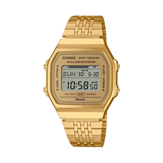 CASIO VINTAGE Mod. BLUETOOTH SMARTPHONE LINK - GOLD - built-in accelerometer senses body movements + steps counter