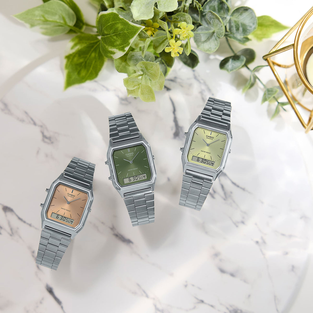 CASIO VINTAGE Mod. EDGY COLLECTION SUNRAY DIAL - GREEN LEMON