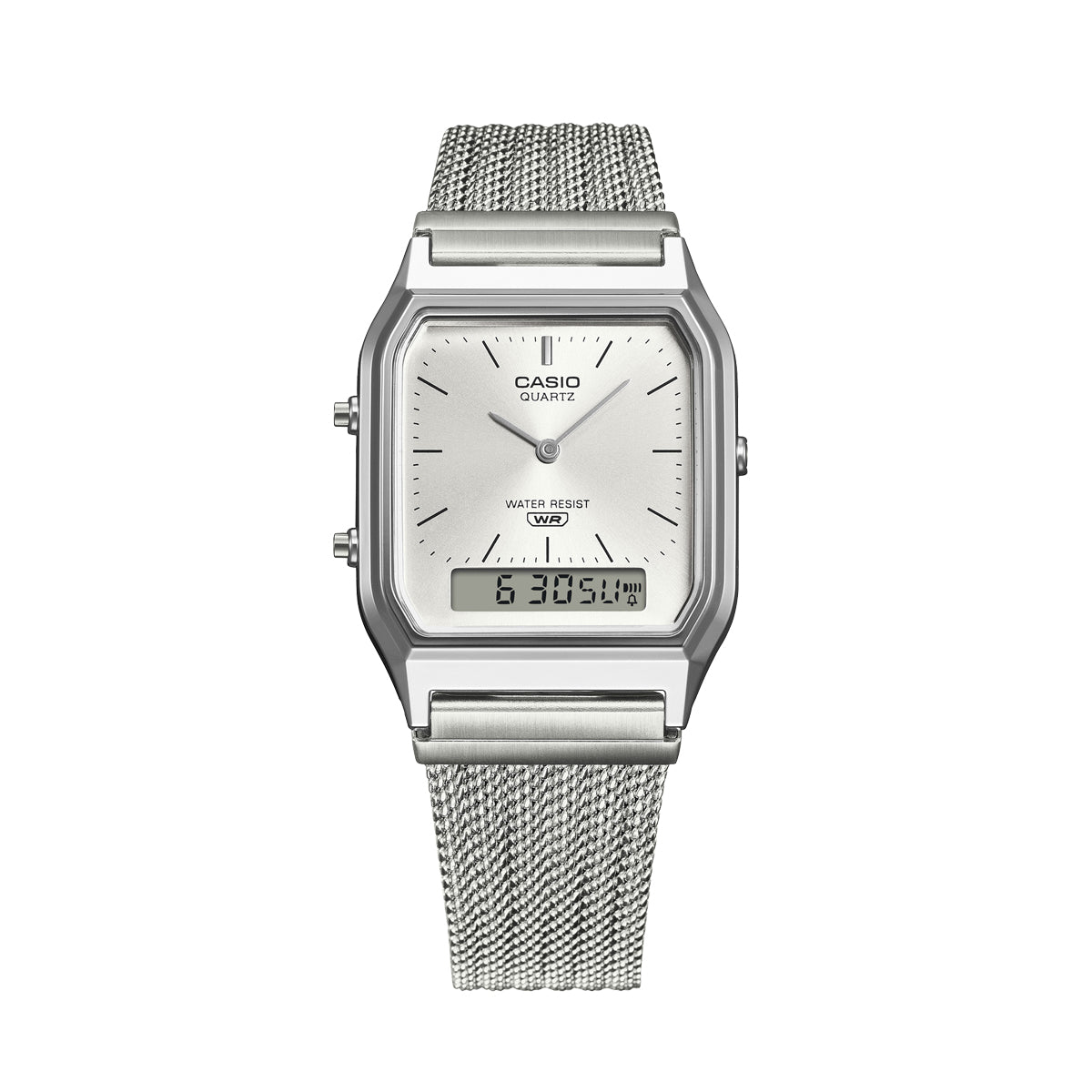 CASIO VINTAGE Mod. EDGY COLLECTION SUNRAY DIAL - MESH STRAP, SILVER