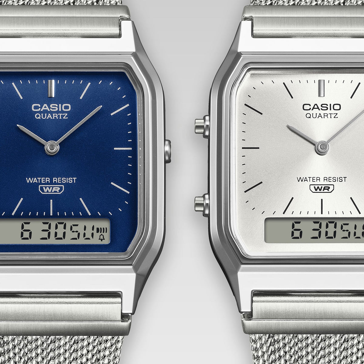 CASIO VINTAGE Mod. EDGY COLLECTION SUNRAY DIAL - MESH STRAP, SILVER