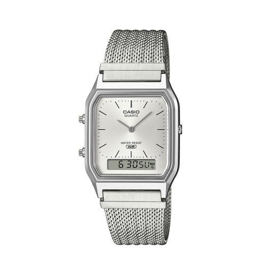 CASIO VINTAGE Mod. EDGY COLLECTION SUNRAY DIAL - MESH STRAP, SILVER