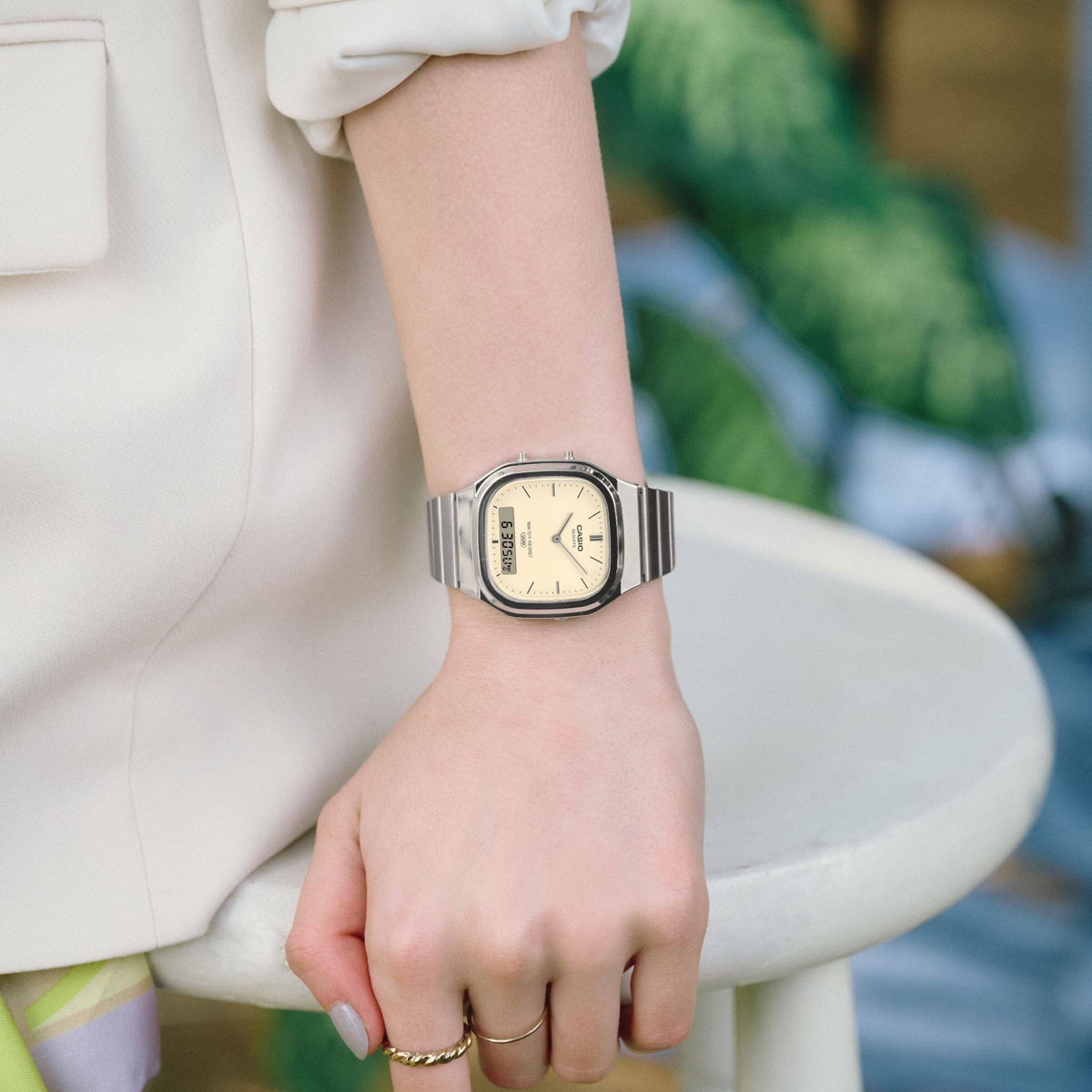 CASIO VINTAGE Mod. EDGY ROUNDED SQUARE - SILVER