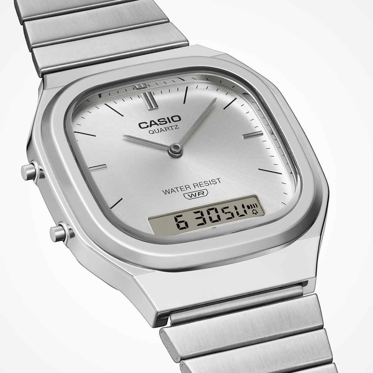 CASIO VINTAGE Mod. EDGY ROUNDED SQUARE - SILVER