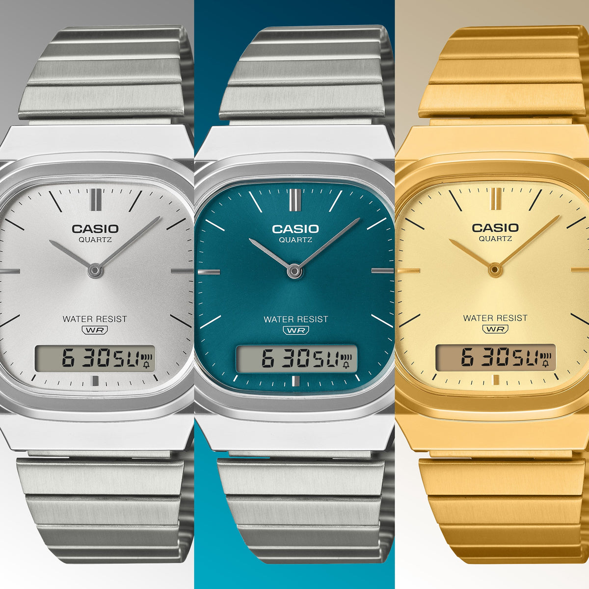 CASIO VINTAGE Mod. EDGY ROUNDED SQUARE - SILVER