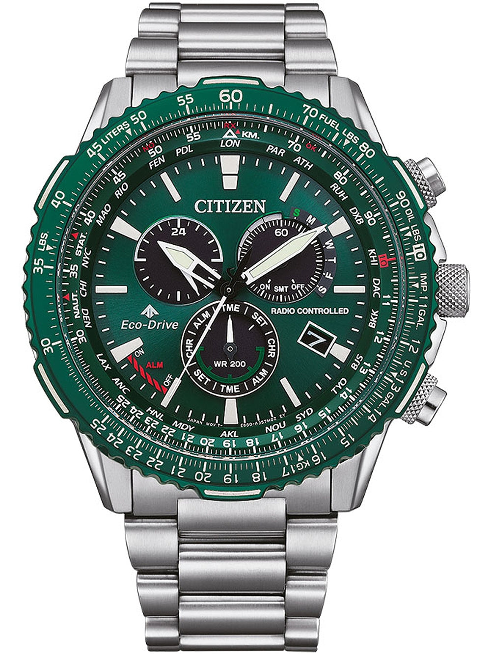 CITIZEN Mod. RADIOCONTROLLED Crono Pilot Steel