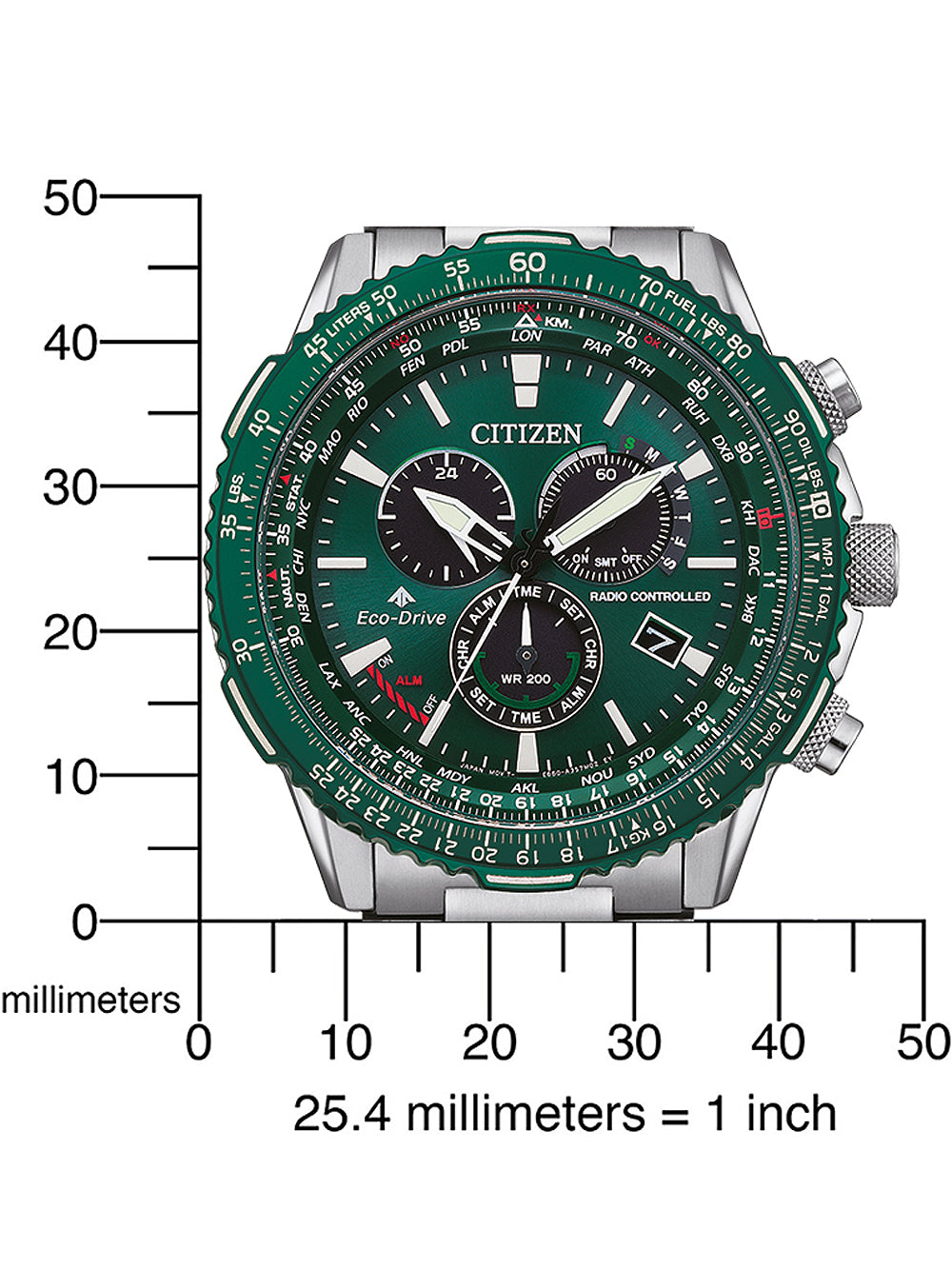 CITIZEN Mod. RADIOCONTROLLED Crono Pilot Steel
