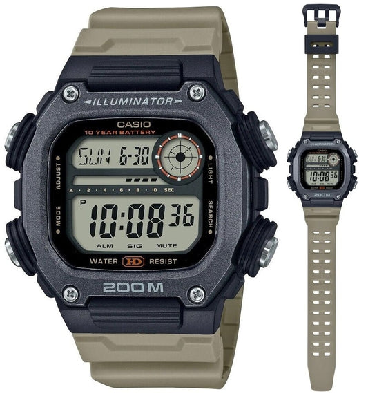 CASIO SPORT Mod. ILLUMINATOR DIVER 200M, 10 YEARS BATTERY - XL STRAP - TAUPE