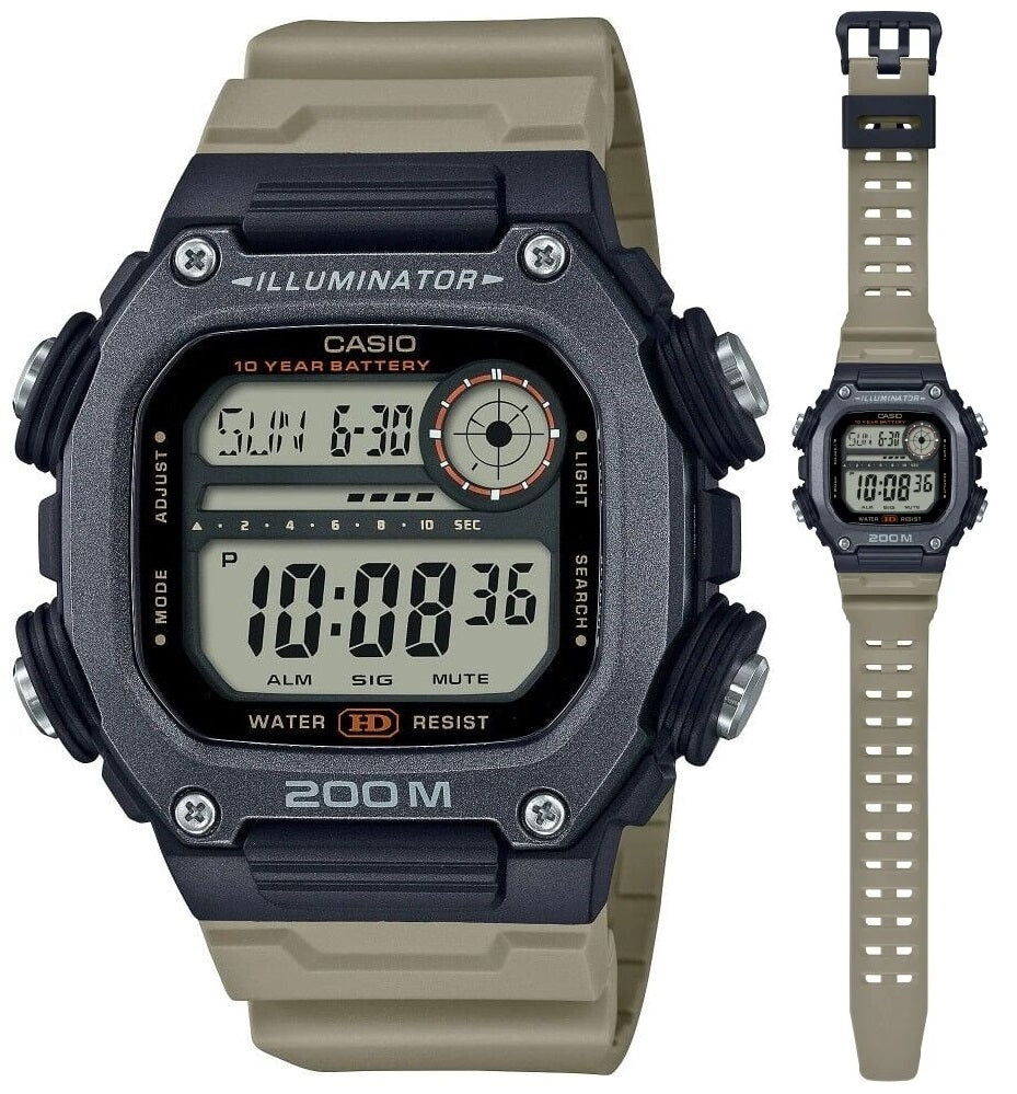 CASIO SPORT Mod. ILLUMINATOR DIVER 200M, 10 YEARS BATTERY - XL STRAP - TAUPE
