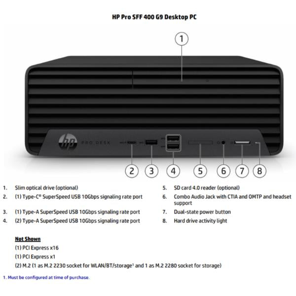 HP ProDesk 400 G9 (D7JX1AT) - PC DESKTOP SFF - CPU INTEL i3-13100 - RAM 8GB - SSD 512GB - W11P