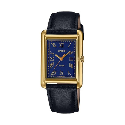 CASIO COLLECTION Mod. LADY TANK. GOLD, LEATHER - BLUE