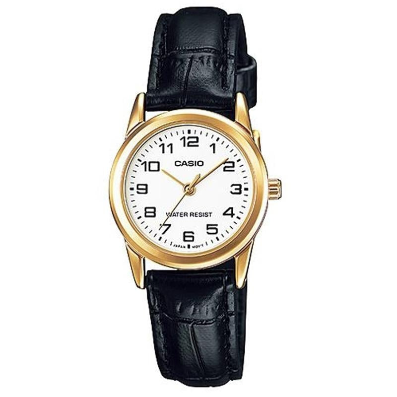CASIO COLLECTION Mod. LADY 3H GOLD, LEATHER - WHITE