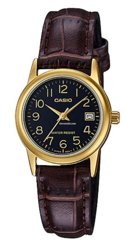 CASIO COLLECTION Mod. LADY DATE GOLD. LEATHER - BLACK