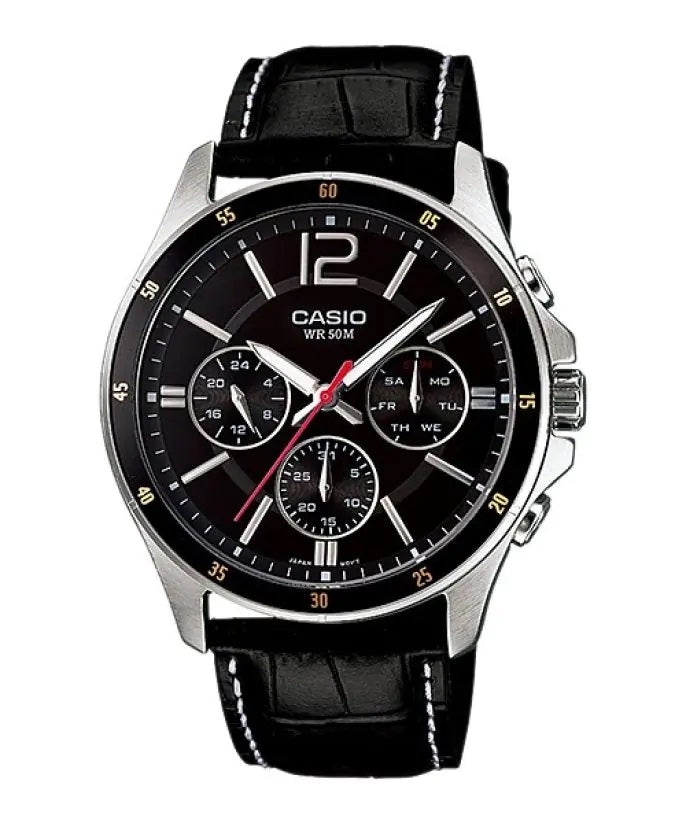 CASIO COLLECTION Mod. MULTIFUNCTION CALENDAR. LEATHER - BLACK