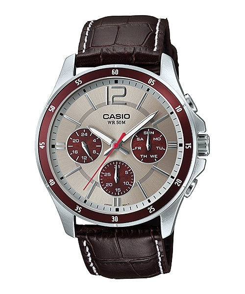 CASIO COLLECTION Mod. MULTIFUNCTION CALENDAR, LEATHER - TWO TONES