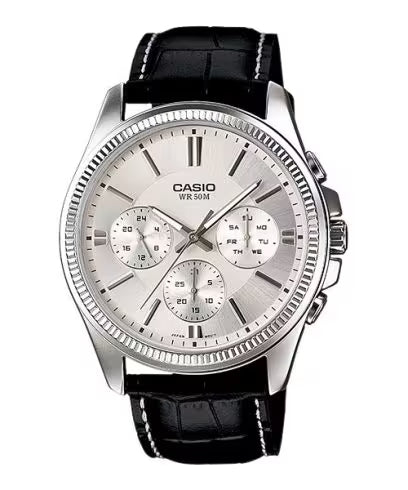 CASIO Mod. DAY DATE MULTIFUNCTION, LEATHER - WHITE