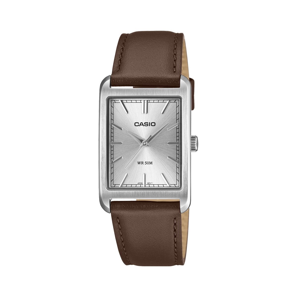 CASIO COLLECTION Mod. TANK - LEATHER, ARGENTEE