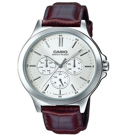 CASIO COLLECTION Mod. MULTIFUNCTION SILVER, Leather