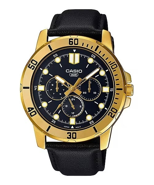 CASIO COLLECTION Mod. DIVER MULTIFUCTION. LEATHER - BLACK