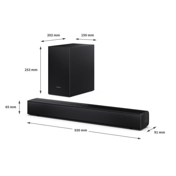 SHARP HT-SBW121 - SOUNDBAR 2.1 - SUBWOOFER WIRELESS - 240W - HDMI - BLUETOOTH