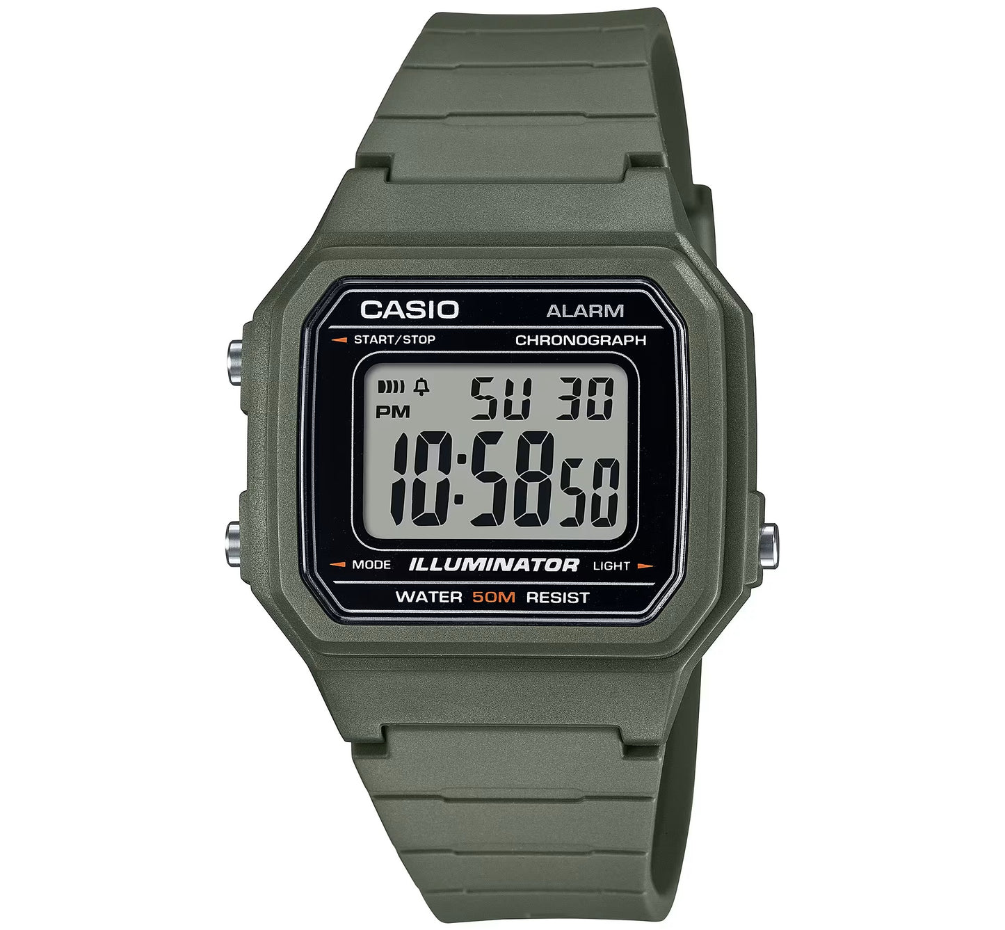 CASIO TIMELESS COLLECTION Mod. SPORT ILLUMINATOR WR 50M. ALARM. CHRONOGRAPH - ARMY GREEN