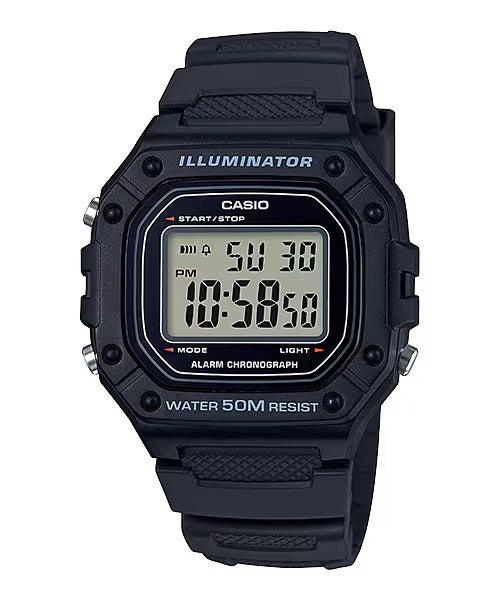 CASIO TIMELESS COLLECTION Mod. SPORT ILLUMINATOR WR 50M, ALARM, CHRONOGRAPH - BLACK