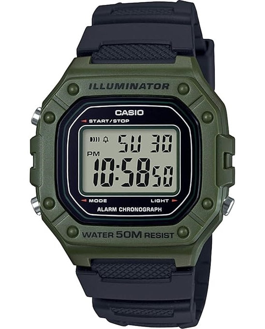 CASIO TIMELESS COLLECTION Mod. SPORT ILLUMINATOR WR 50M. ALARM. CHRONOGRAPH - ARMY GREEN