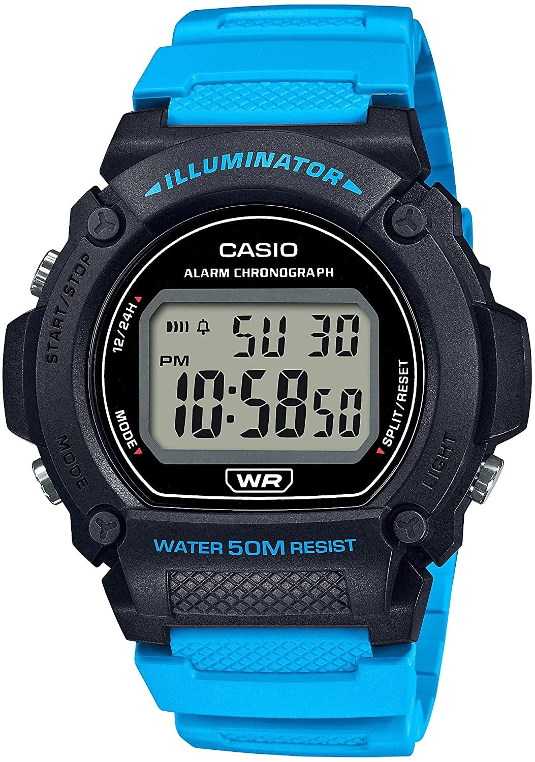 CASIO TIMELESS COLLECTION Mod. SPORT- ILLUMINATOR, WR 50M, ALARM, CHRONOGRAPH - BLACK (Brilliant color strap)