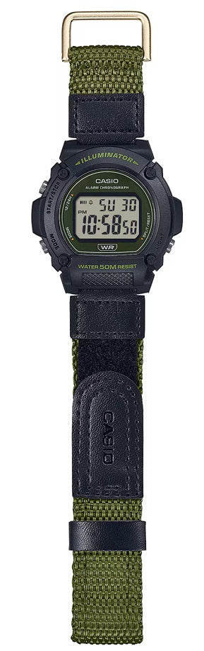 CASIO TIMELESS COLLECTION Mod. SPORT- ILLUMINATOR. WR 50M. ALARM. CHRONOGRAPH - ARMY GREEN - COLORED SERIE