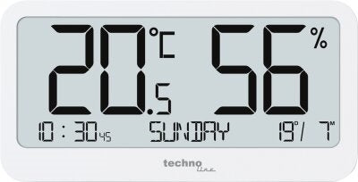 TECHNO LINE Mod. WS9455 - Termometro- igrometro digitale con orologio e data - Digital thermometer- hygrometer with clock and date