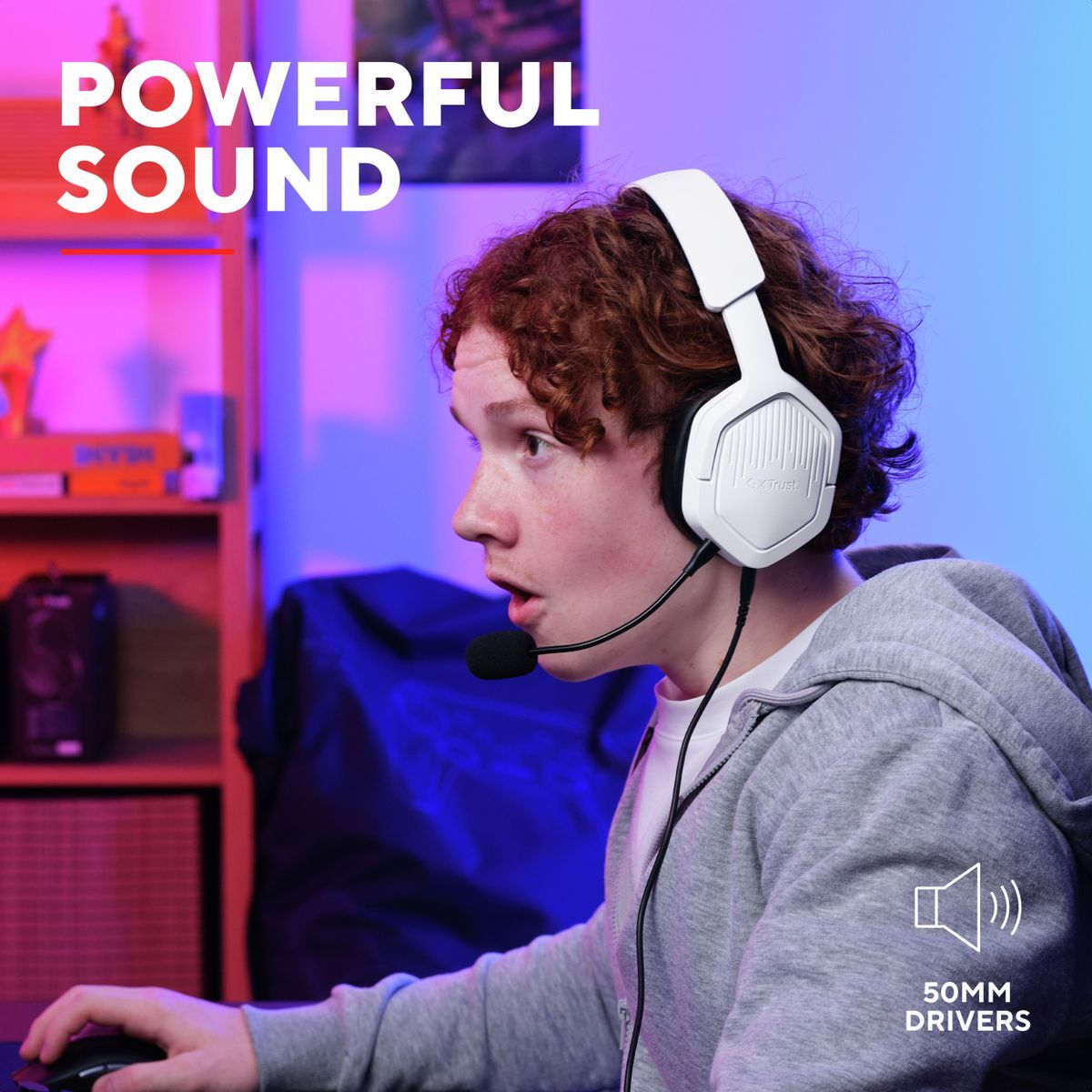 Trust GXT492W Carus Auricolare Cablato A Padiglione Gaming Bianco